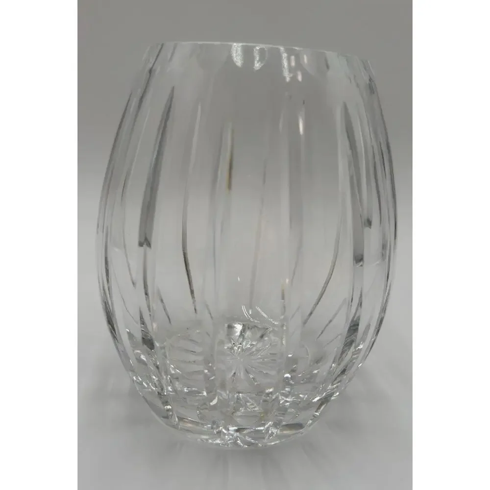 Lead Crystal Vertical Vase 7.5” By 6” With 4” Heavy vintage